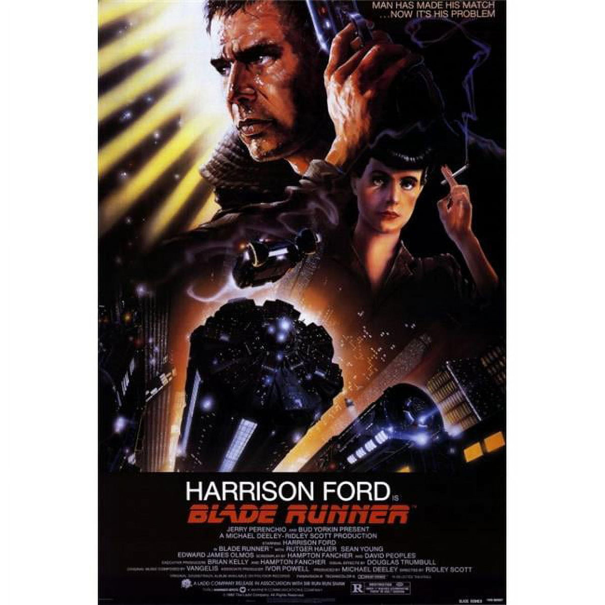 Blade Runner Movie Poster Print featuring iconic sci-fi imagery.