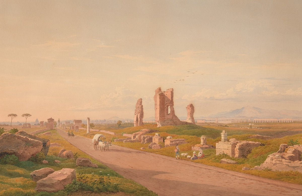 Appian Way poster print by Hermann David Salomon Corrodi, art print of a historic Roman road.