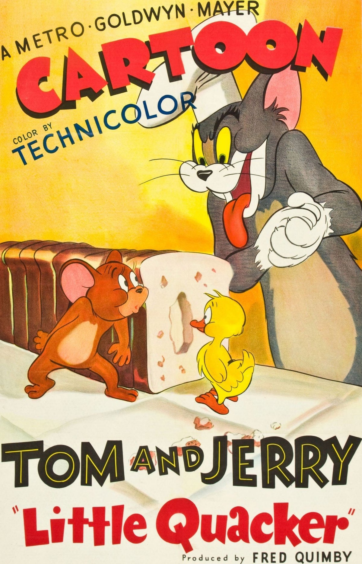 Jerry The Mouse and Tom The Cat Little Quacker Art Print - 1950 Movie Masterprint