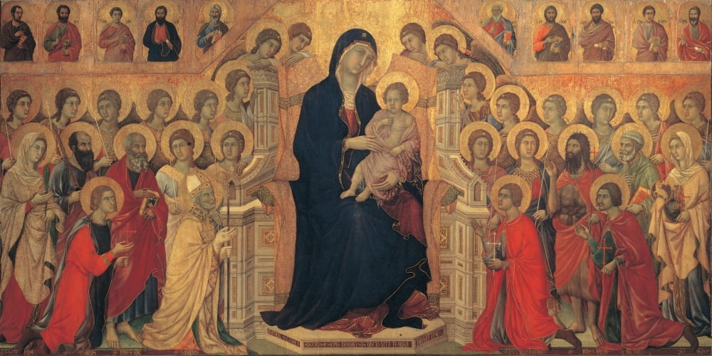 Duccio Di Buoninsegna poster print showcasing intricate details and vibrant colors.