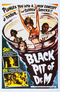 The Black Pit of Dr. M 1959 movie poster featuring a mysterious scene.