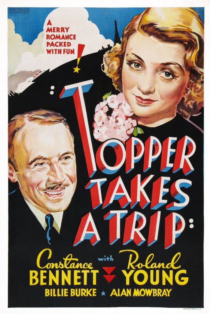 Topper Takes A Trip Movie Masterprint Poster featuring Roland Young and Constance Bennett, 1938.
