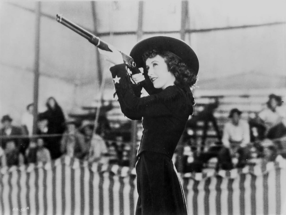 Annie Oakley theatrical scene photo print, available in multiple sizes.