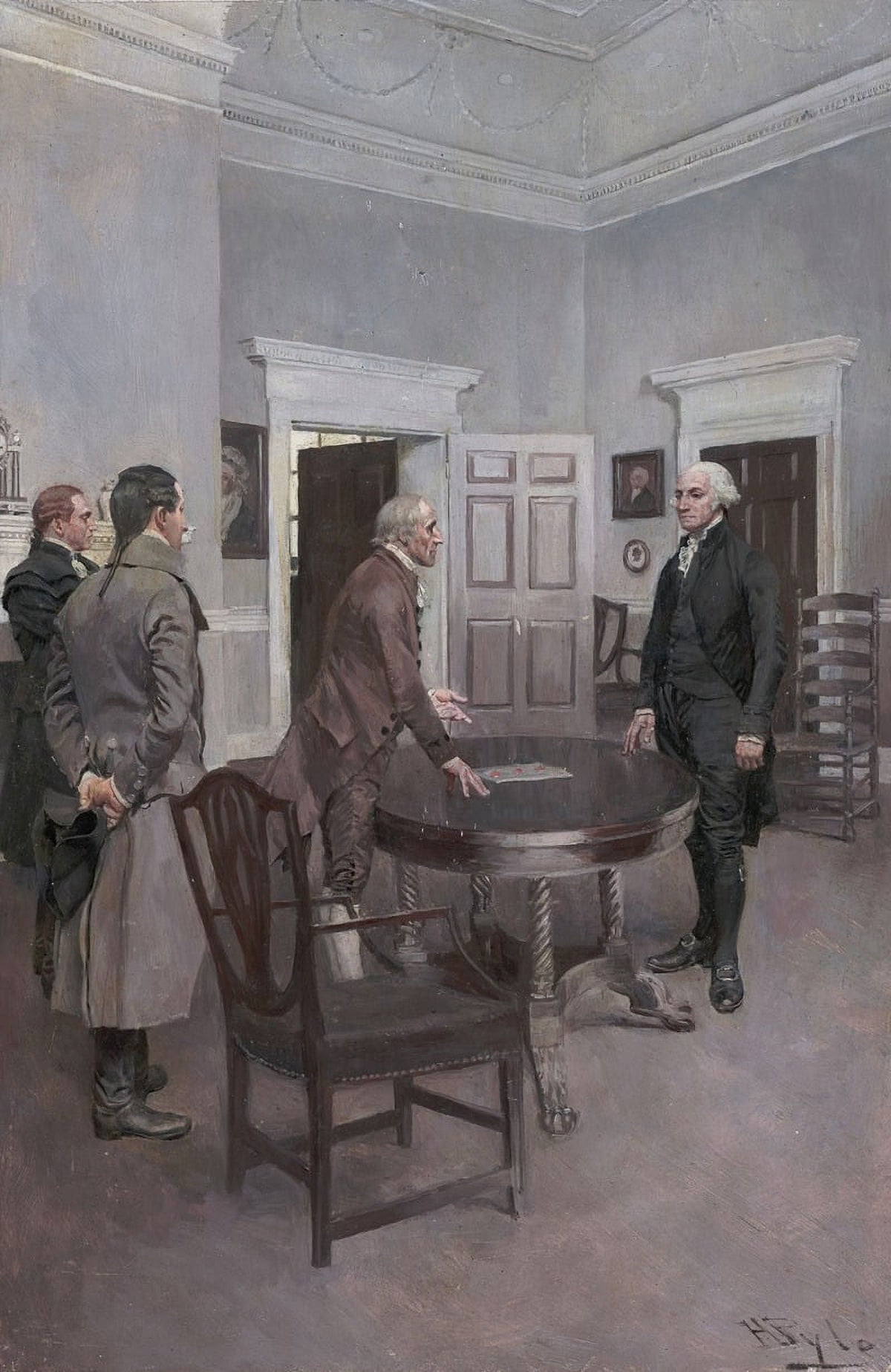 Thompson The Clerk Of Congress Announces Washington's Election Poster Print by Howard Pyle