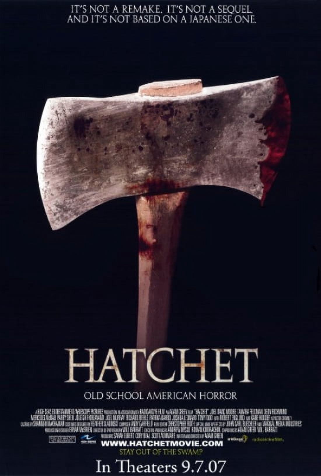Hatchet movie poster print in 27x40 size, perfect for horror movie enthusiasts.
