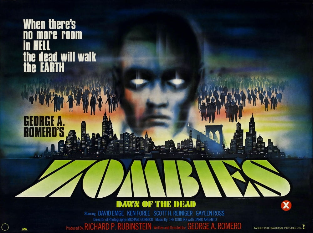 Dawn Of The Dead movie poster print - 1978 edition featuring iconic zombie imagery.