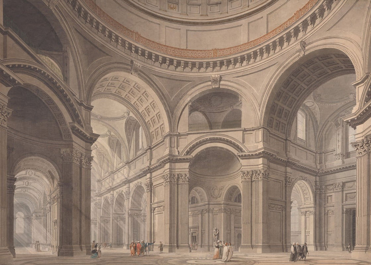 Poster print of the interior of St. Paul's Cathedral by Thomas Malton the Younger.