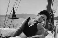Natalie Wood black and white photo print on a boat.