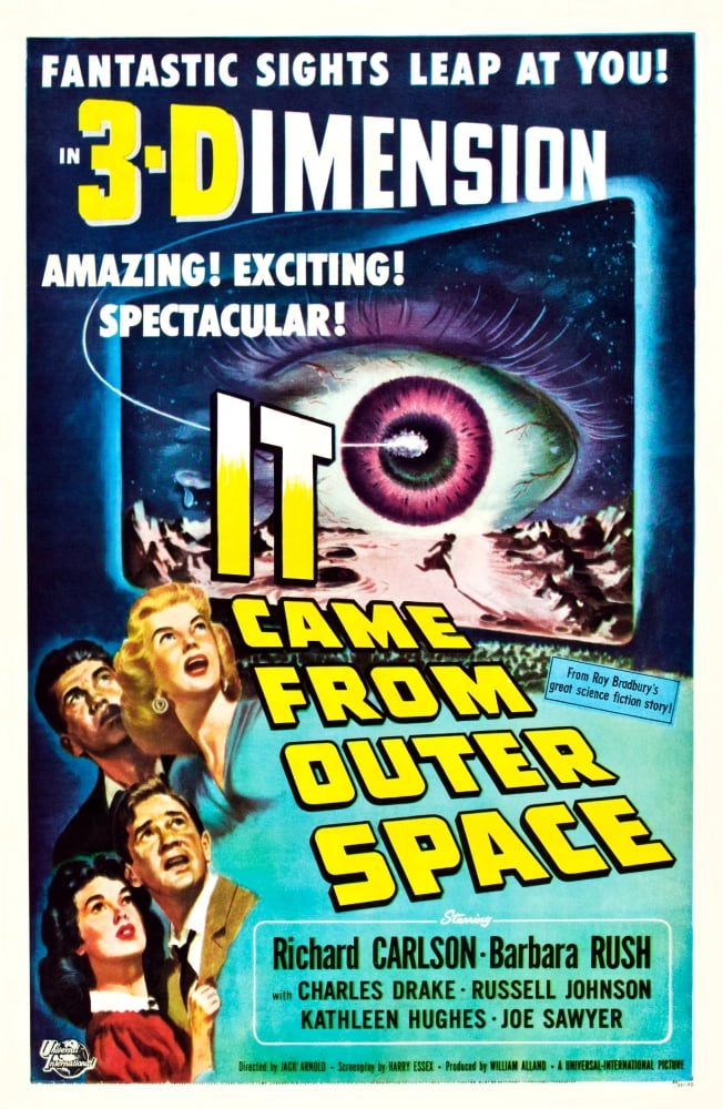 It Came From Outer Space 1953 movie poster print featuring Kathleen Hughes, Charles Drake, Richard Carlson, and Barbara Rush.