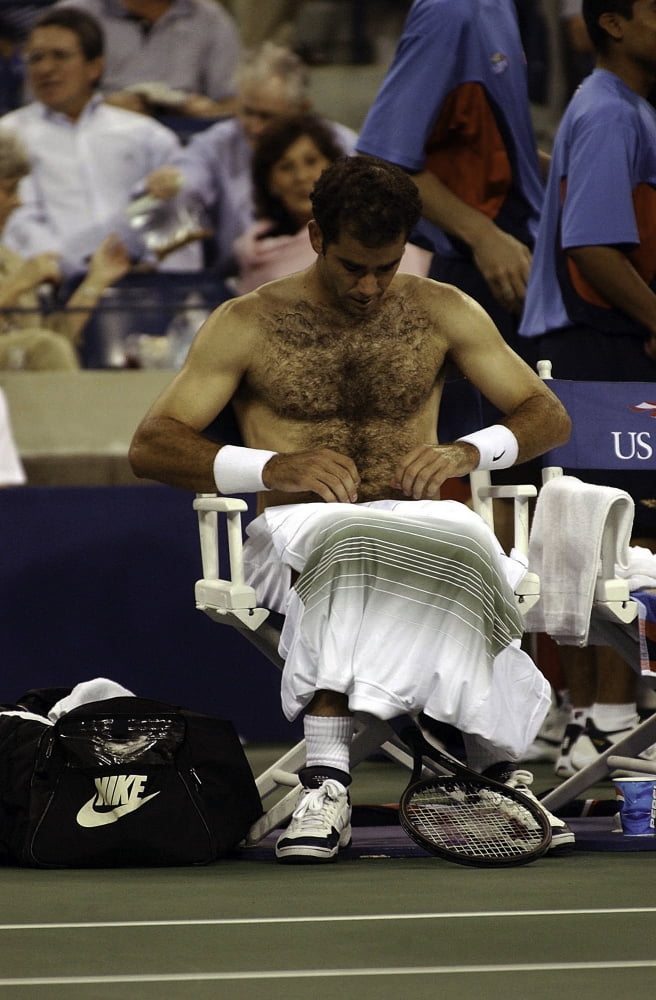 Pete Sampras US Open photo print showcasing the tennis legend in action.