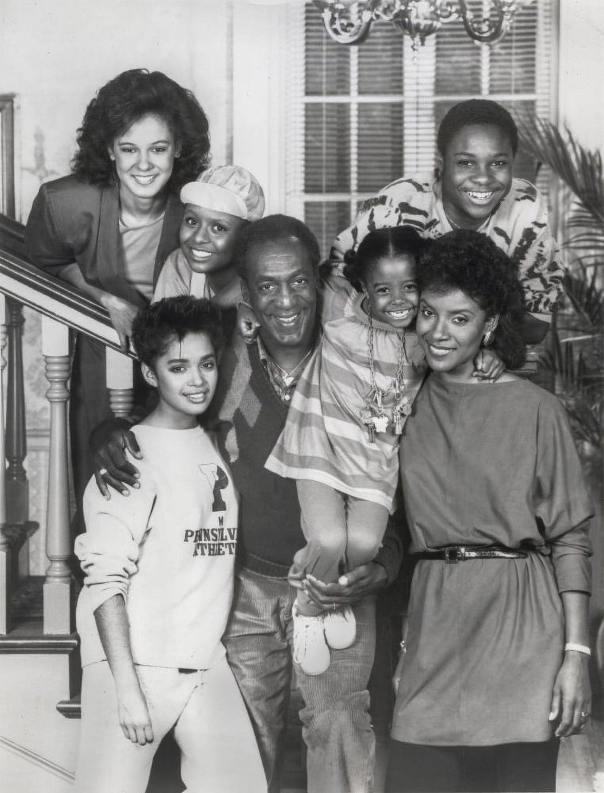 The Cosby Show cast photo print featuring iconic sitcom characters.