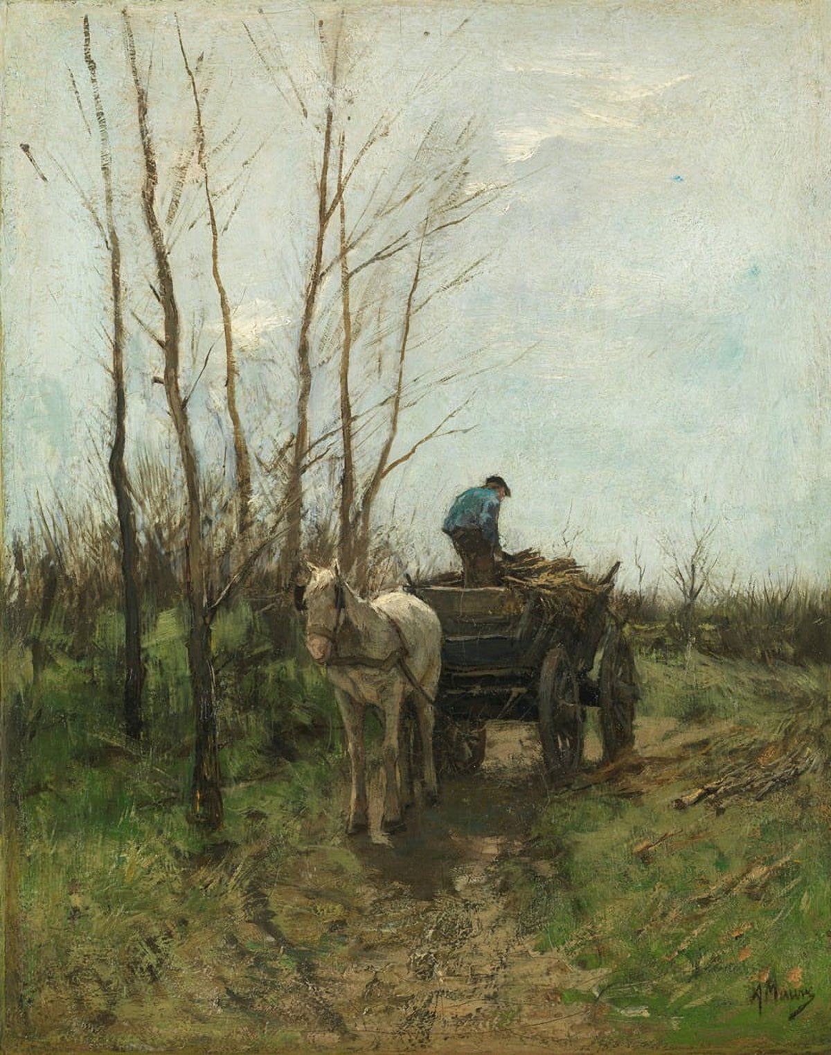 Gathering Wood fine art print by Anton Mauve showcasing a serene woodland scene.