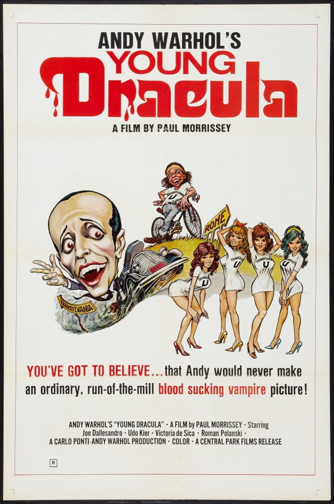 Blood for Dracula movie poster by Andy Warhol showcasing vibrant artwork.