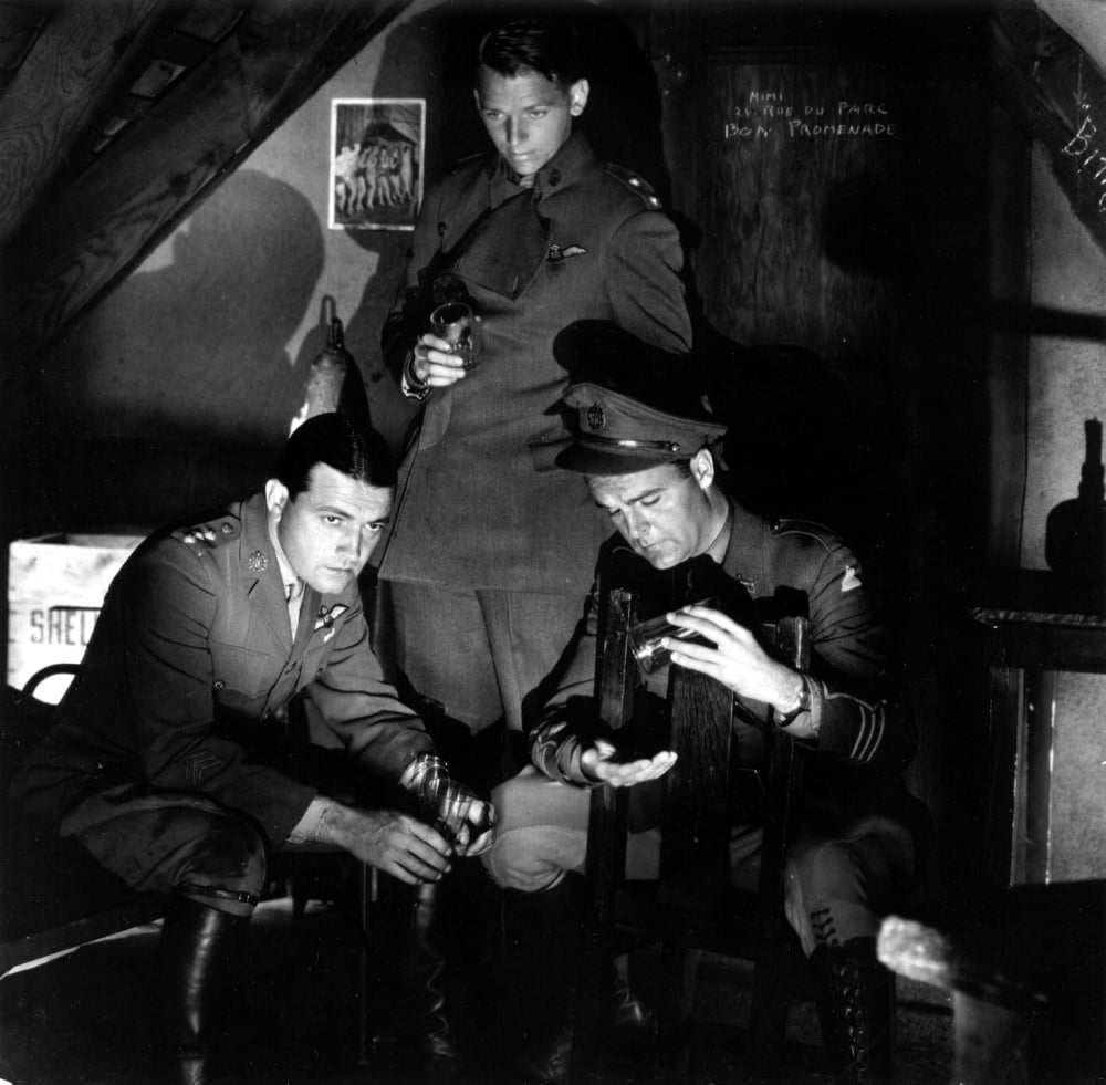 The Dawn Patrol movie poster featuring Richard Barthelmess, Douglas Fairbanks Jr., and Neil Hamilton, 1930 classic film art.