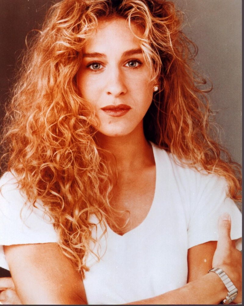 Sarah Jessica Parker headshot photo print in white top.