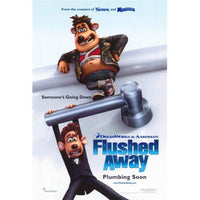 Flushed Away movie poster print featuring vibrant animated characters.