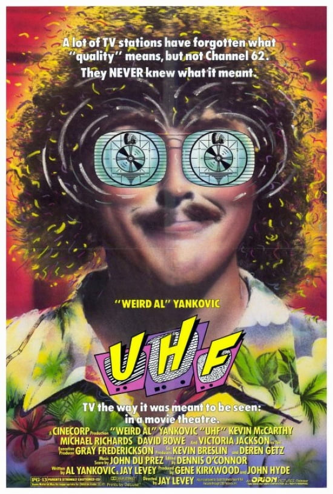 UHF movie poster print showcasing classic film art in vibrant colors.