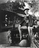 Classic portrait photo print of Anita Ekberg sitting on terrace