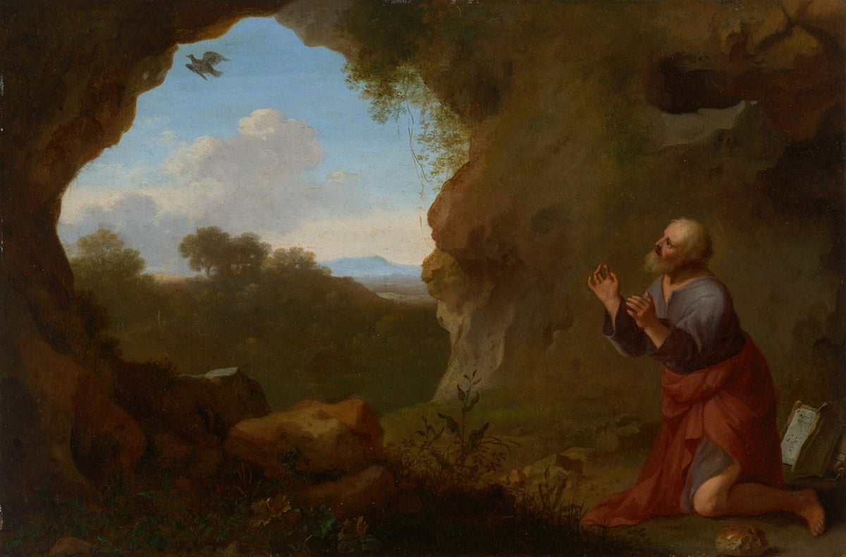 Elijah Fed by the Raven poster print by Cornelis Van Poelenburch, available in multiple sizes.