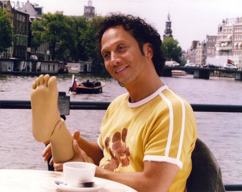 Rob Schneider portrait photo print in yellow shirt, available in multiple sizes.