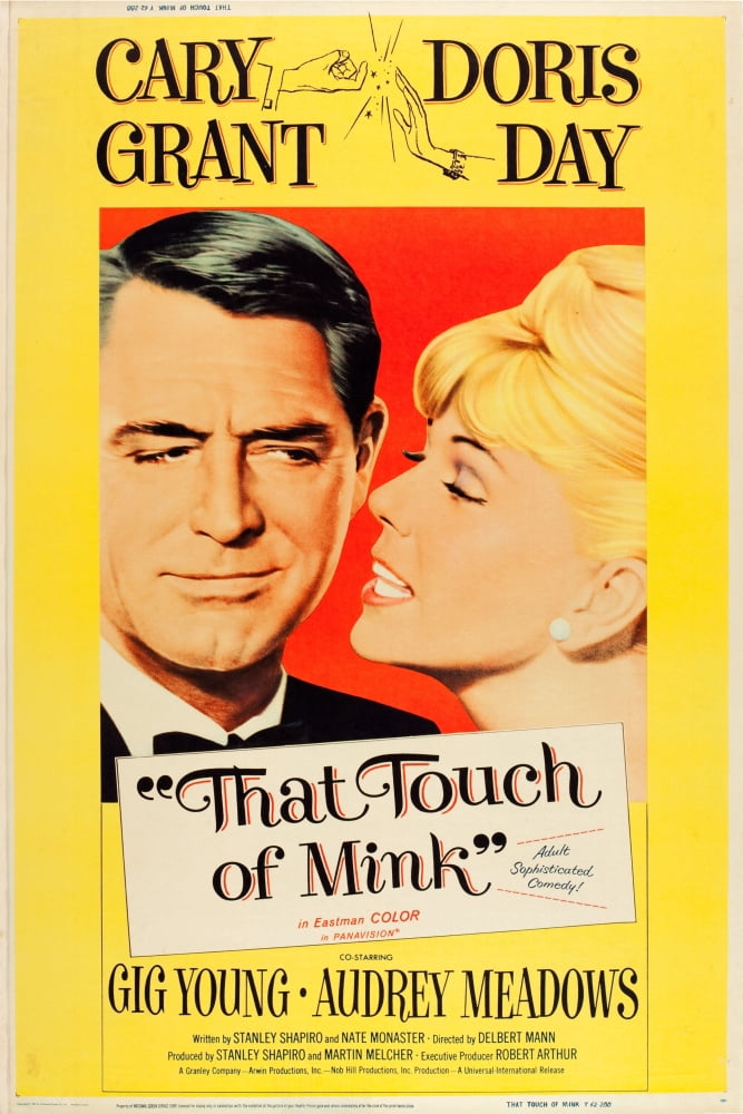 That Touch of Mink movie poster print featuring Cary Grant and Doris Day, classic film art.