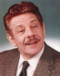 Jerry Stiller portrait photo print in brown gingham suit and black necktie.