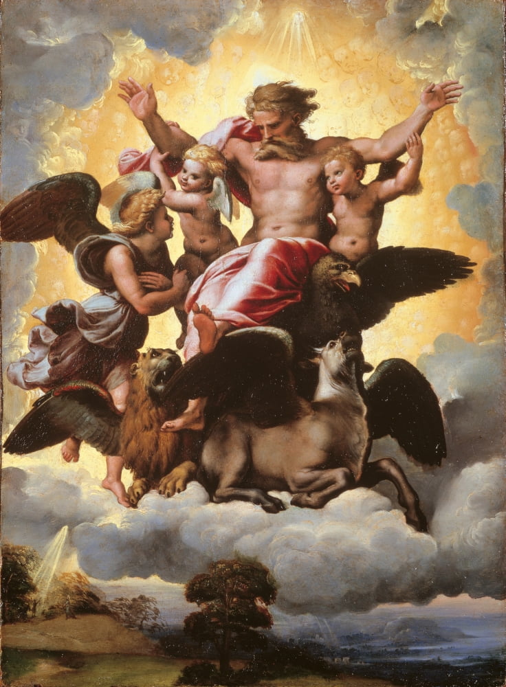The Vision of Ezekiel Poster Print showcasing powerful imagery and vibrant colors.
