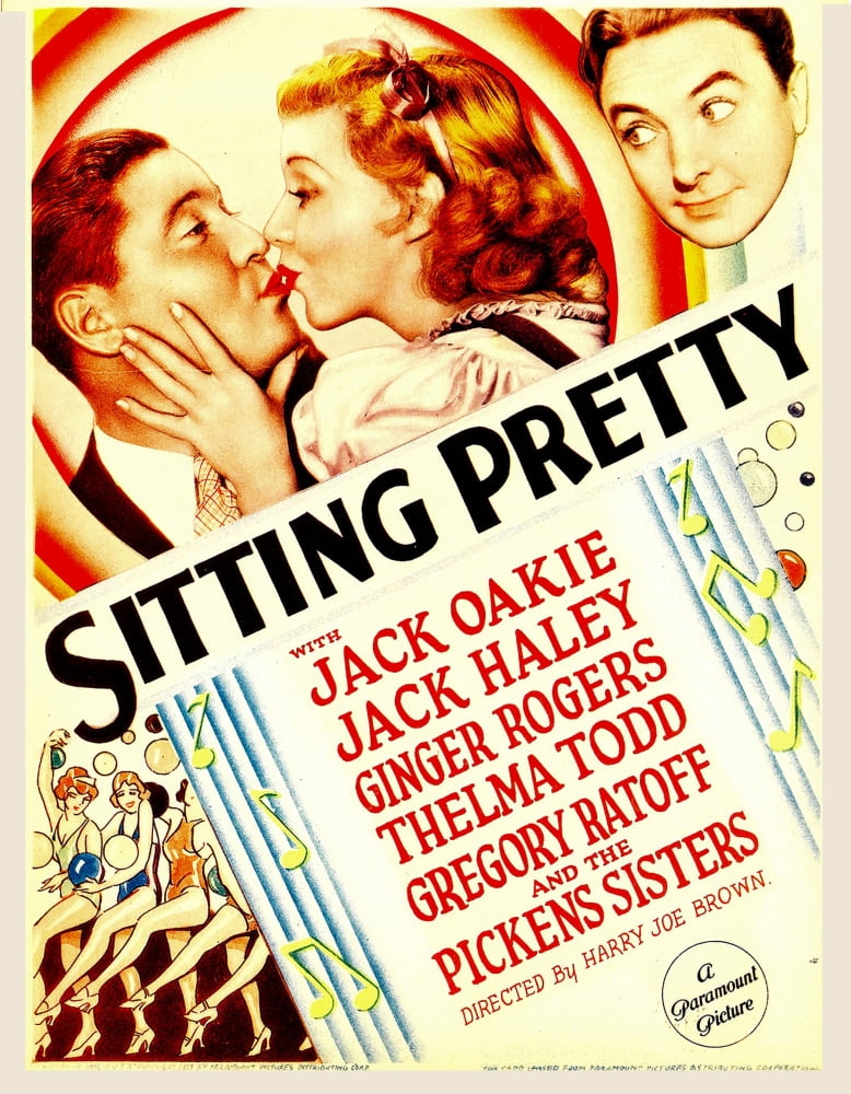 Sitting Pretty movie poster print featuring Ginger Rogers and Jack Haley from 1933.