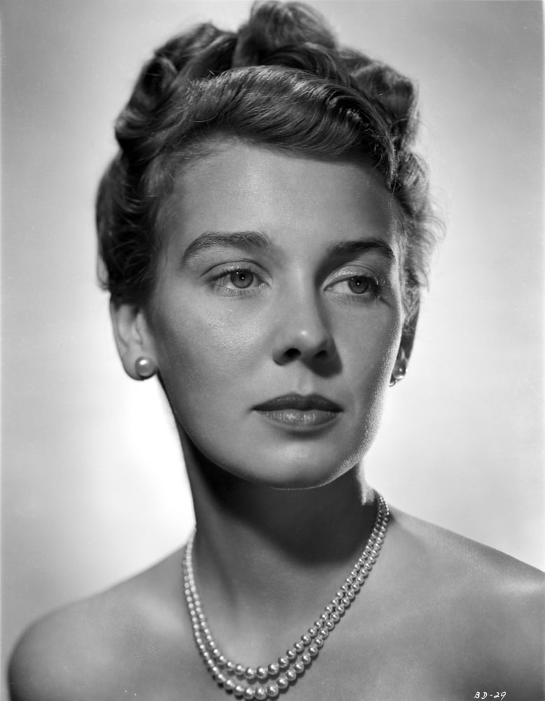 Betsy Drake Portrait Photo Print with Pompadour Hairstyle and Pearl Necklace
