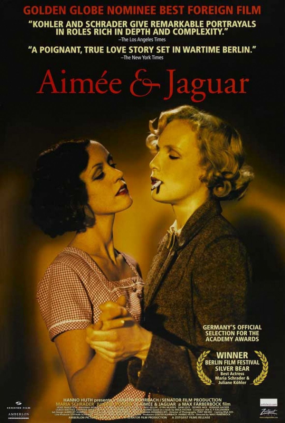 Aimee and Jaguar Movie Poster 11x17 print featuring vibrant artwork.