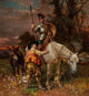 Don Quixote and Sancho Panza art print by Cesare Auguste Detti, featuring vibrant colors and intricate detail.