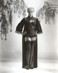 Janet Leigh wearing a corset and cape photo print, classic cinema art.