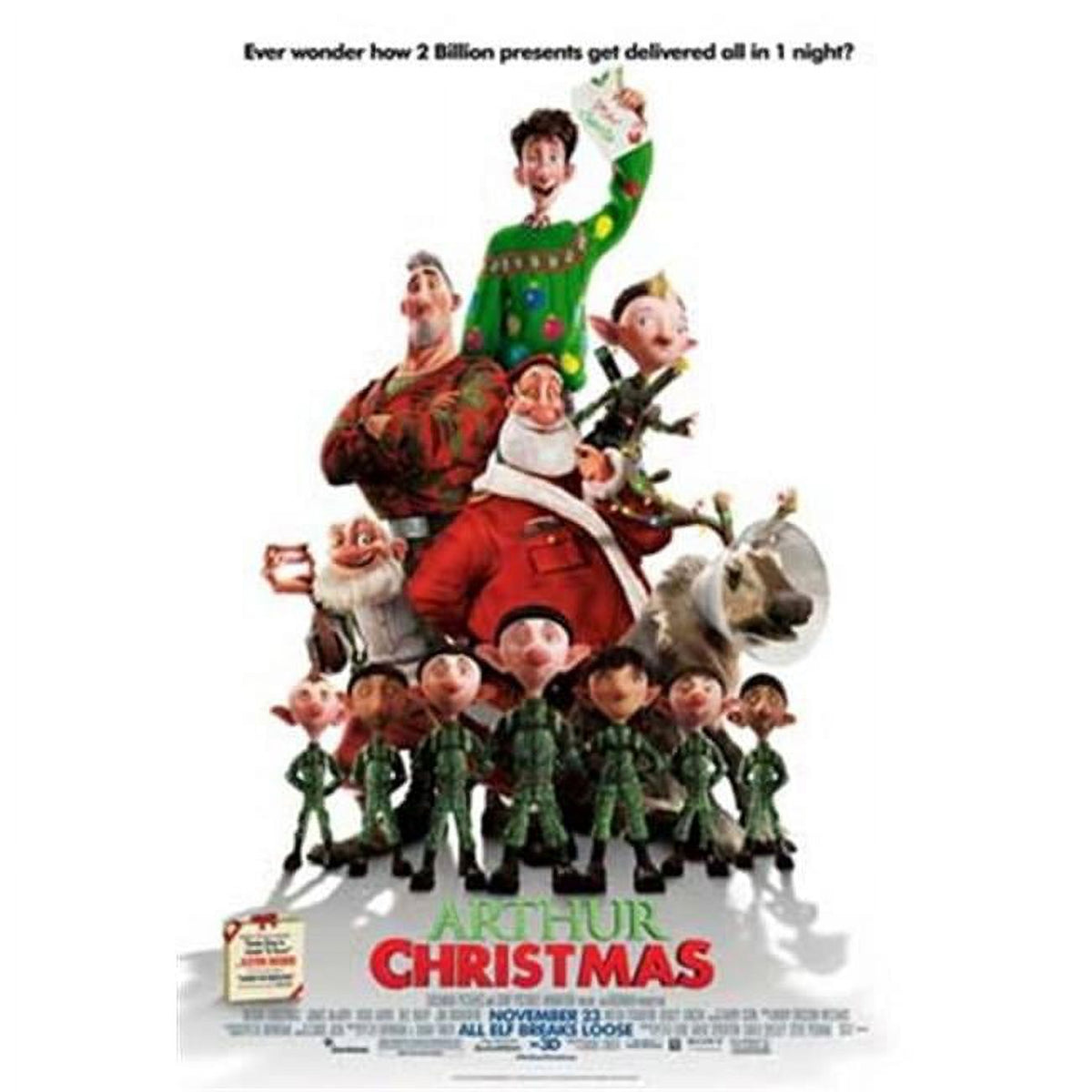 Arthur Christmas Movie Poster 11x17 print showcasing festive holiday spirit.