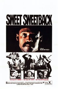 Sweet Sweetback's Badass Song movie poster featuring Melvin Van Peebles artwork.