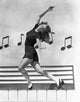 Rita Hayworth Dancing Pose Photo Print with Musical Notes Background