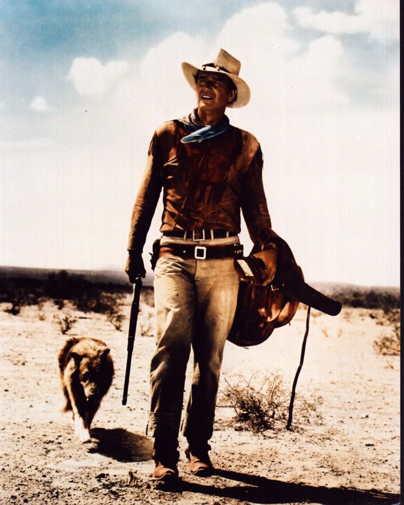 John Wayne with Dog in Hondo Photo Print - Classic Cinema Art