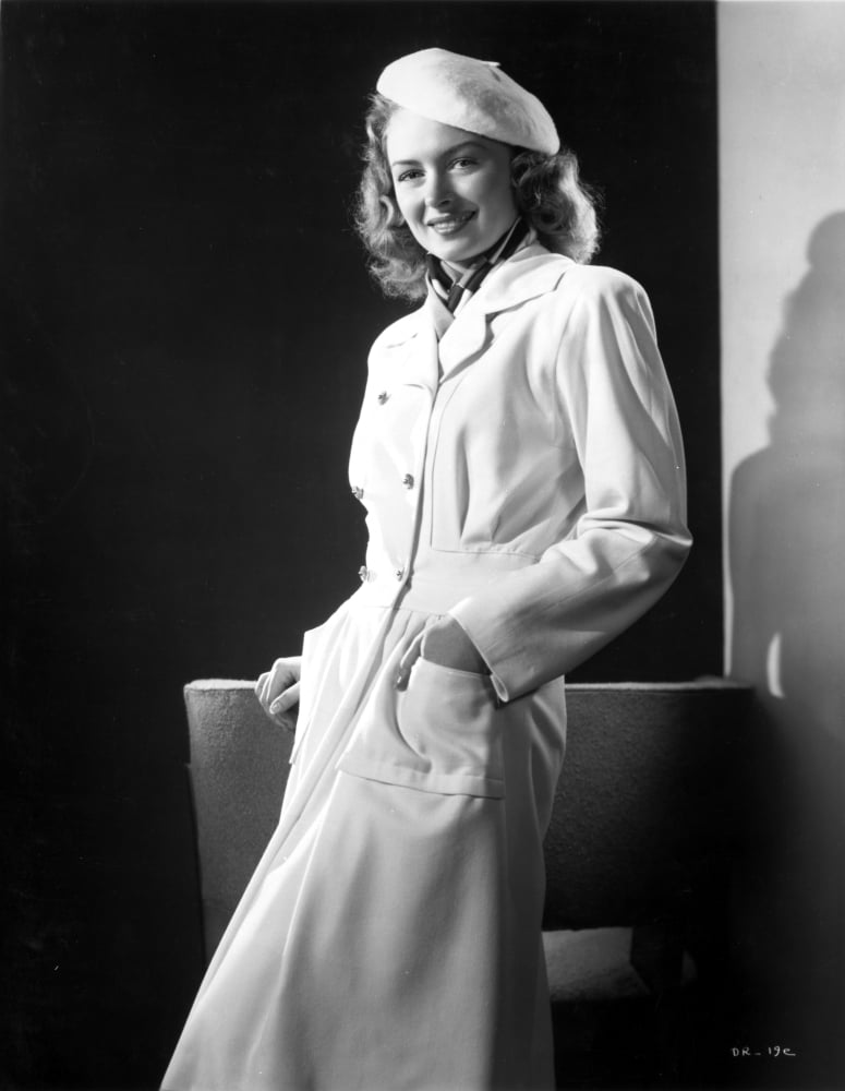 Donna Reed leaning photo print, classic Hollywood glamour, vintage art