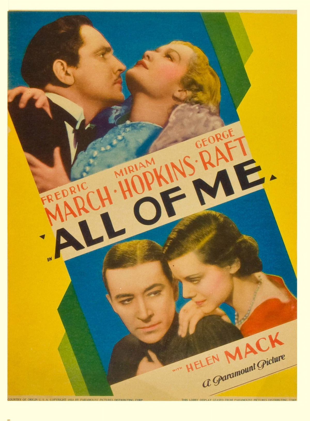 All of Me 1934 Movie Masterprint Poster featuring Fredric March and Miriam Hopkins