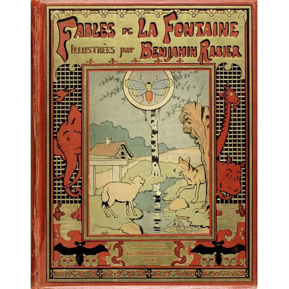 La Fontaine's Fables illustrated poster by Benjamin Rabier, 1908 print, available in multiple sizes.