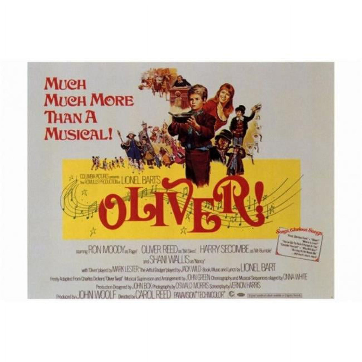 Oliver! movie poster print in 27x40 size, classic film art.