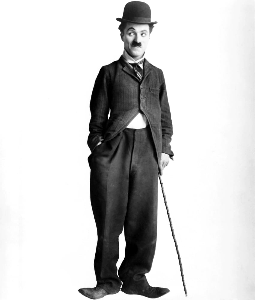 Charlie Chaplin portrait poster print, available in multiple sizes.
