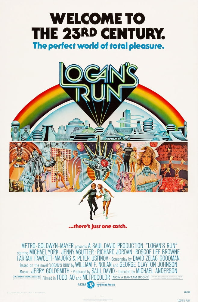 Logan's Run movie masterprint poster featuring Michael York and Jenny Agutter, 11x17 size.