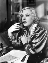 Marion Davies black and white photo print biting a pen.