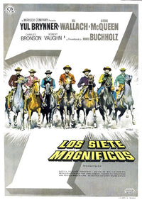 The Magnificent Seven movie poster print featuring Steve McQueen and cast