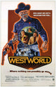 Westworld Movie Masterprint Poster featuring Yul Brynner and James Brolin, 1973 film.