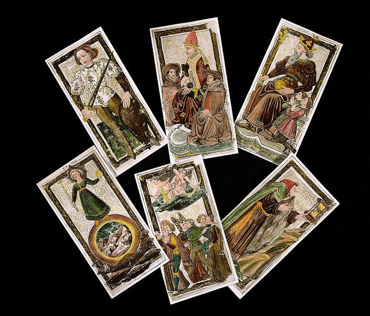 15th Century French Tarot Cards Art Print poster featuring detailed illustrations.