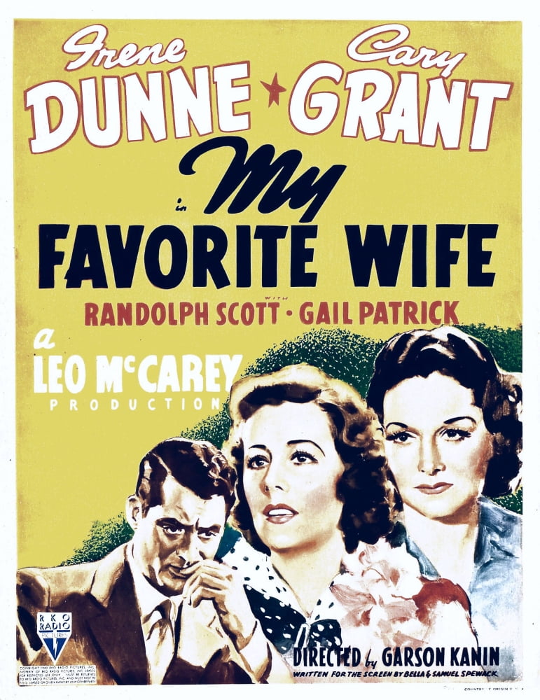My Favorite Wife movie poster print featuring Cary Grant and Irene Dunne