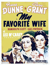 My Favorite Wife movie poster print featuring Cary Grant and Irene Dunne