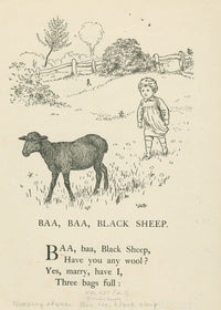 Baa Baa Black Sheep poster print by Leonard Leslie Brooke, colorful children's art.