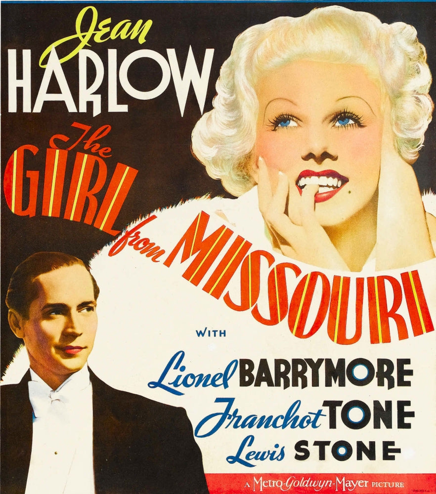 Girl From Missouri movie poster featuring Franchot Tone and Jean Harlow, 1934 classic film.